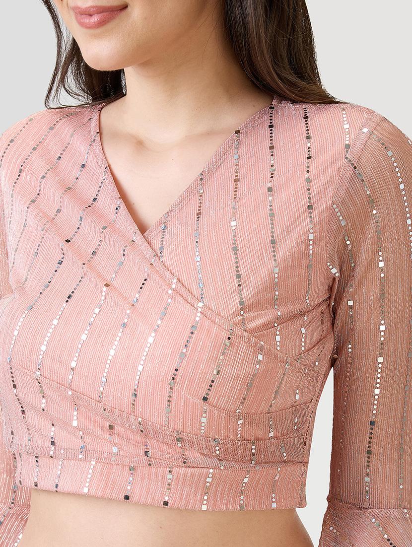 women embellished bell sleeves crop top - 21869834 - Standard Image - 3