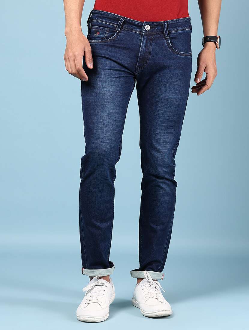 men solid mid rise slim fit jean