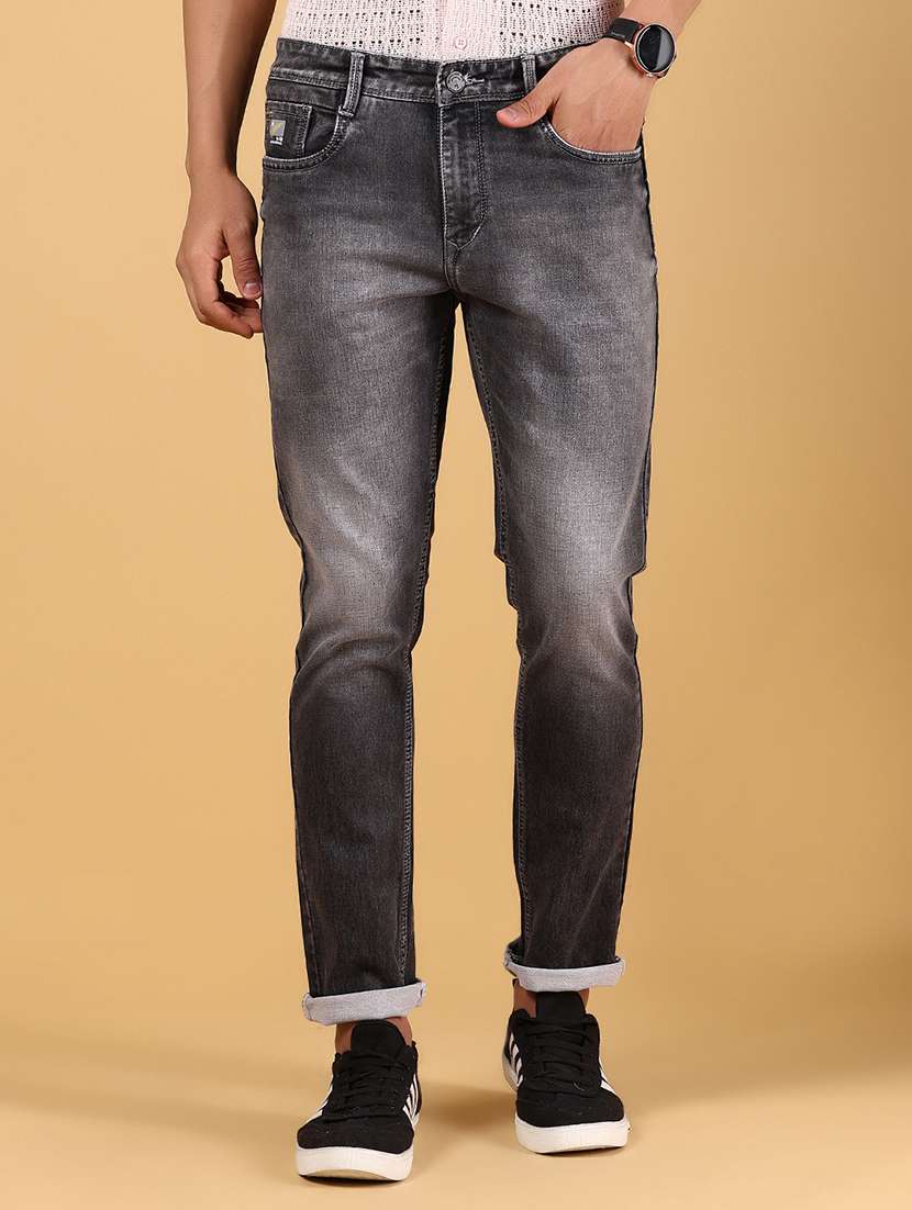 men solid mid rise slim fit jean