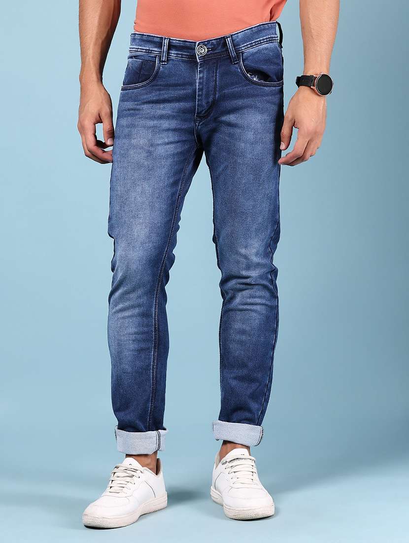men solid mid rise slim fit jean