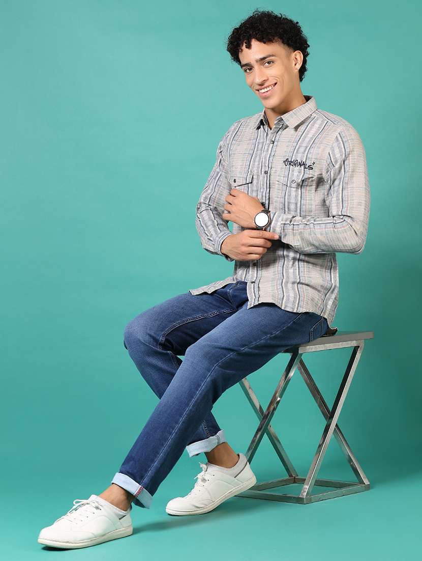 men striped long sleeve regualr fit casual shirt - 21871842 -  Standard Image - 3