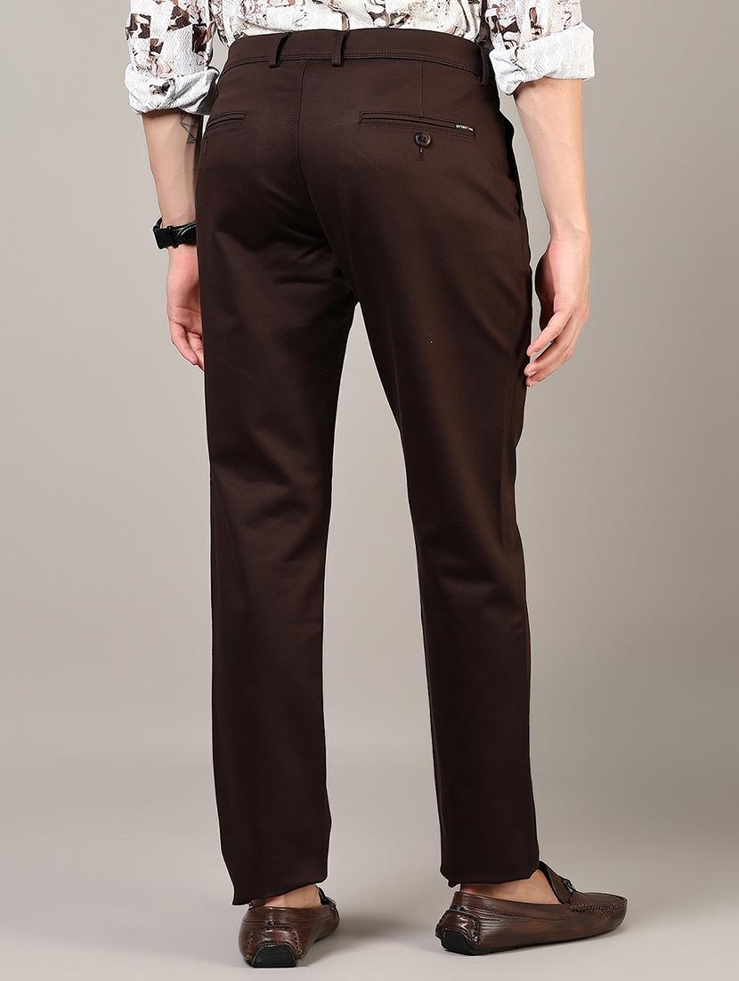 men solid md rise flat front casual chinos - 21871850 - Standard Image - 3