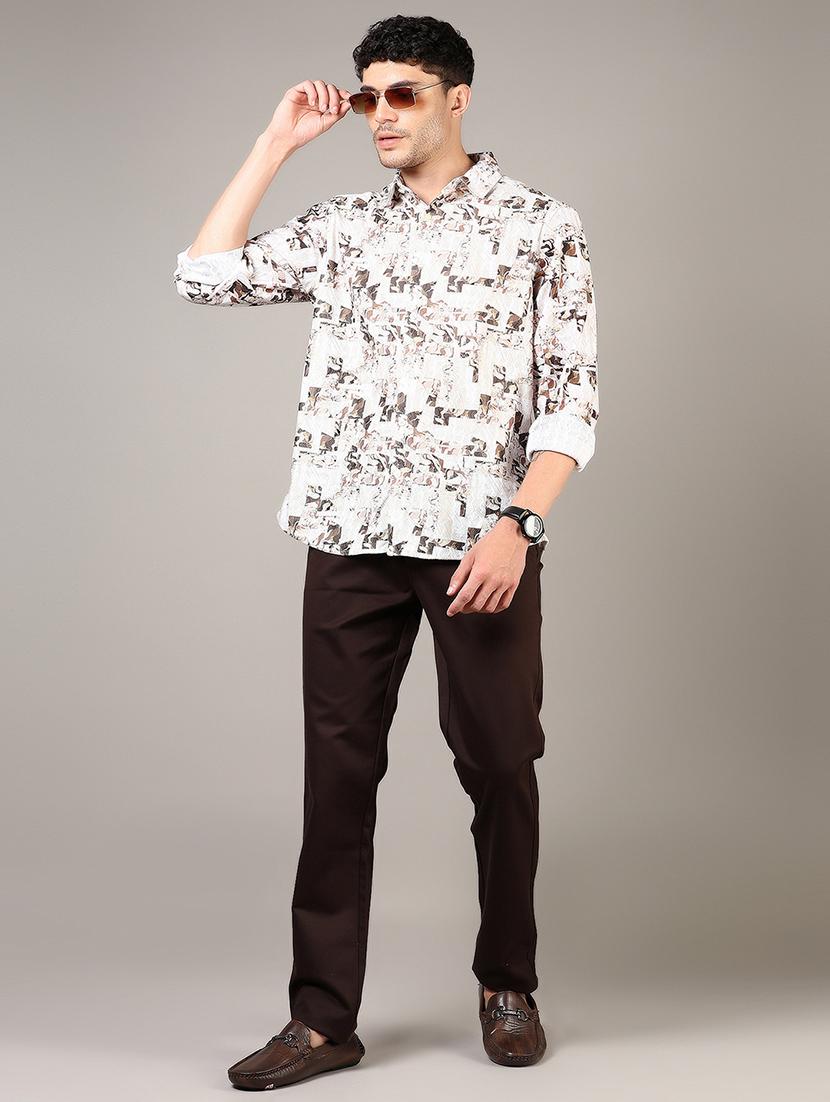 men solid md rise flat front casual chinos - 21871850 - Standard Image - 5