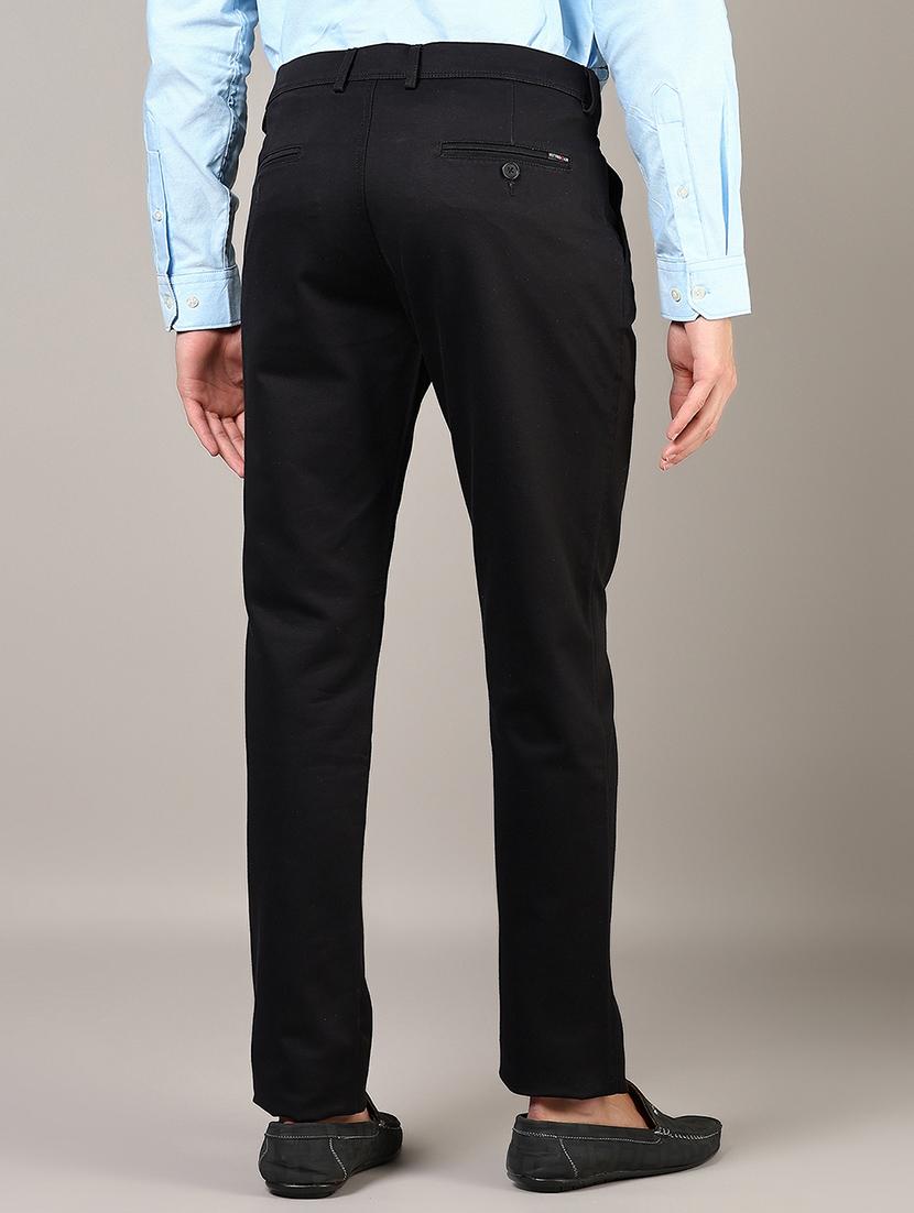 men solid md rise flat front casual chinos - 21871851 - Standard Image - 3