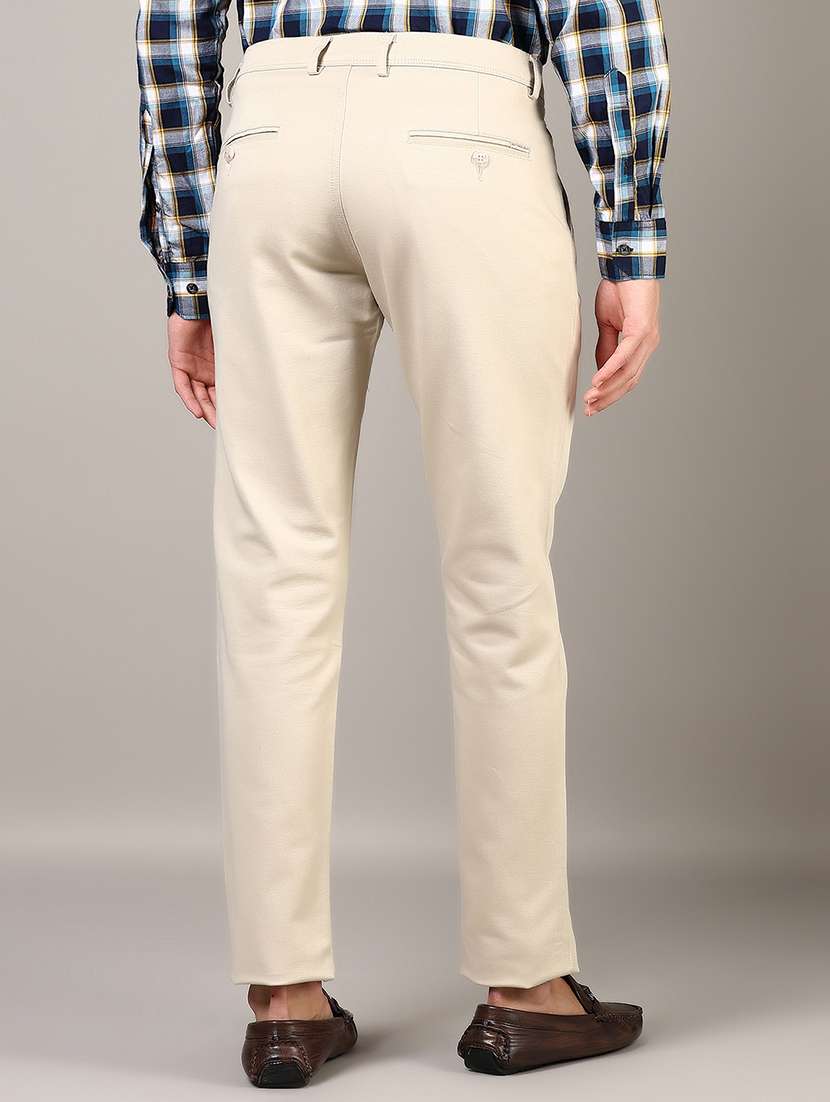 men solid md rise flat front casual chinos  - 21871852 -  Standard Image - 3