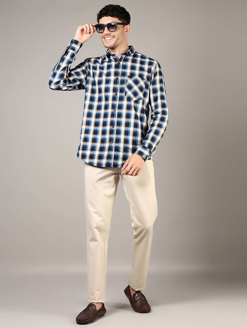 men solid md rise flat front casual chinos  - 21871852 -  Standard Image - 5