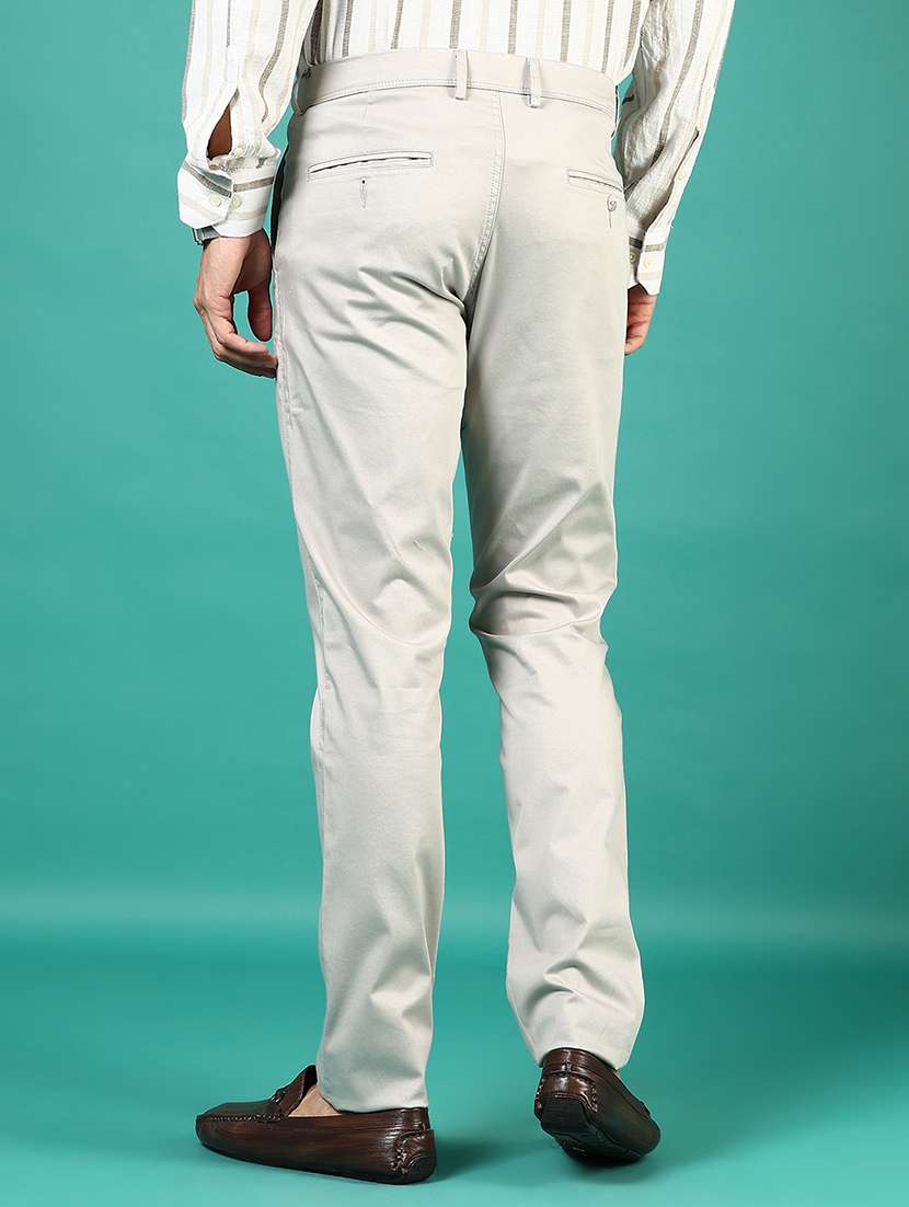 men solid md rise flat front casual chinos - 21871853 - Standard Image - 3