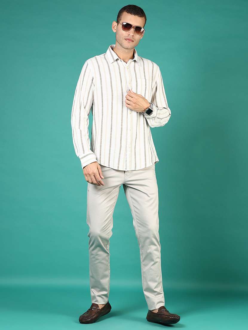 men solid md rise flat front casual chinos - 21871853 - Standard Image - 5