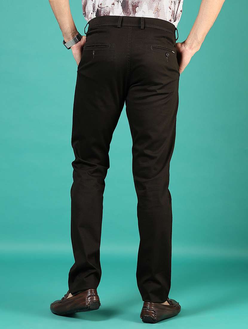 men solid md rise flat front casual chinos  - 21871854 -  Standard Image - 3