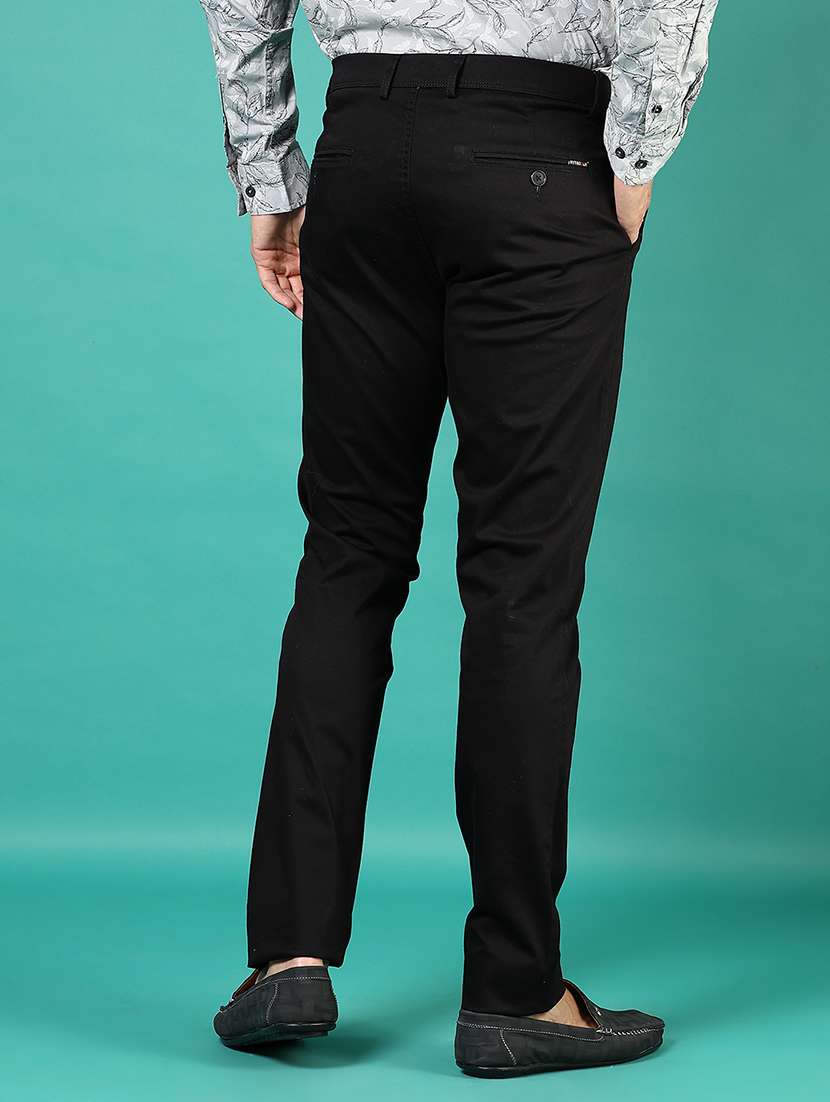 men solid md rise flat front casual chinos - 21871855 - Standard Image - 3
