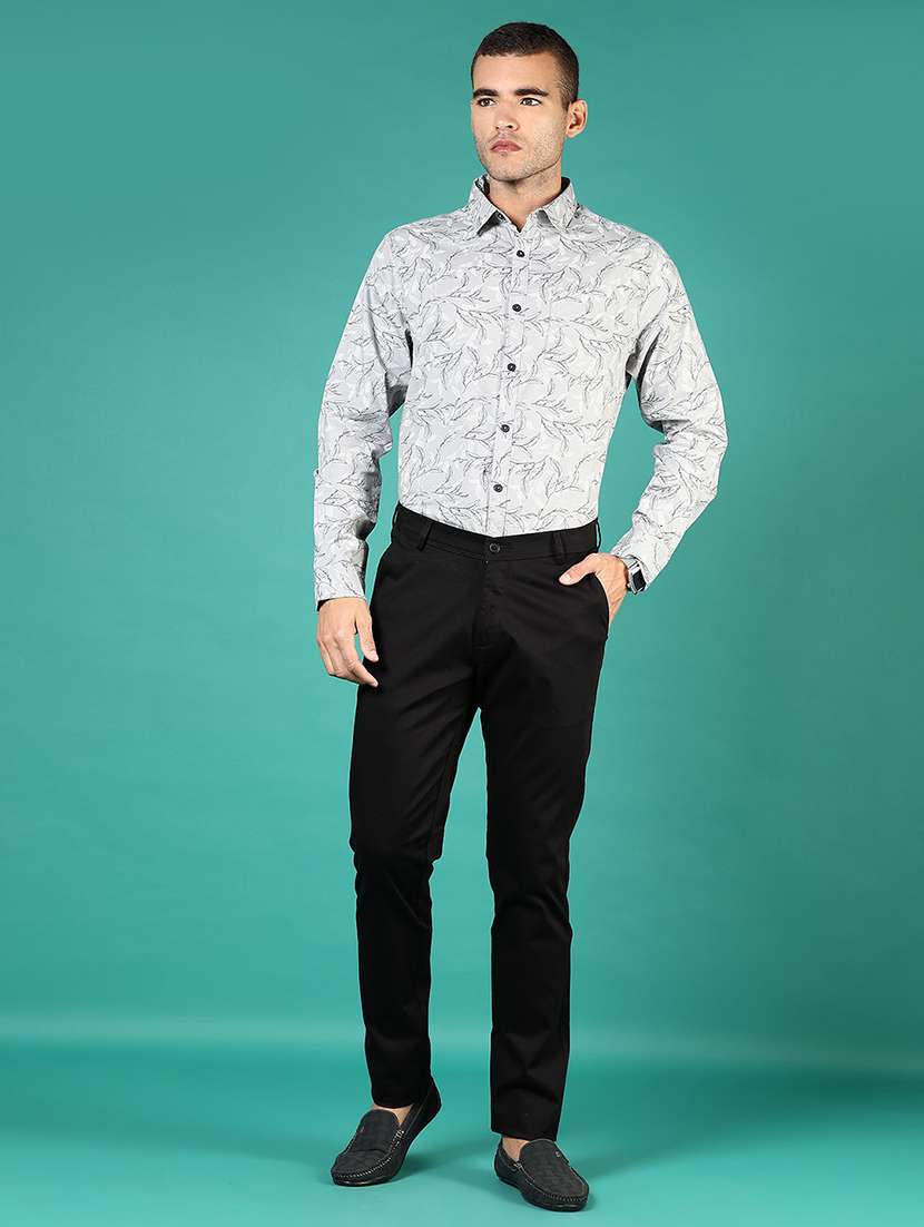 men solid md rise flat front casual chinos - 21871855 - Standard Image - 5