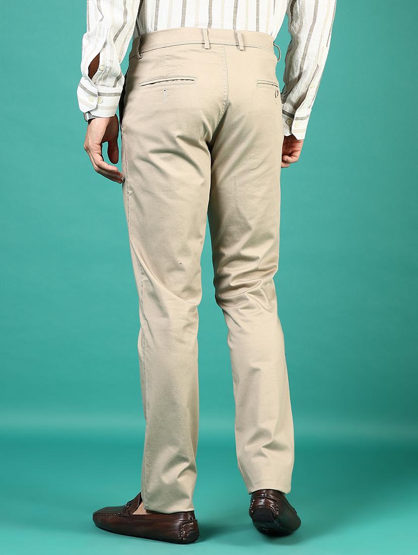 men solid md rise flat front casual chinos - 21871856 - Standard Image - 3