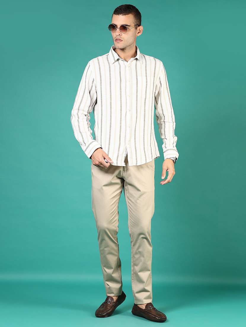 men solid md rise flat front casual chinos - 21871856 - Standard Image - 5