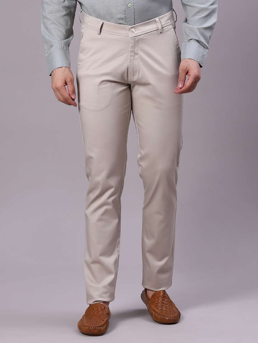 men solid mid rise casual chinos - 21871857 -  Zoom Image - 0