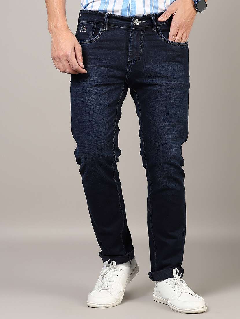 men solid mid rise slim fit jean