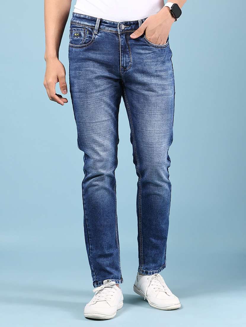 men solid mid rise slim fit jean