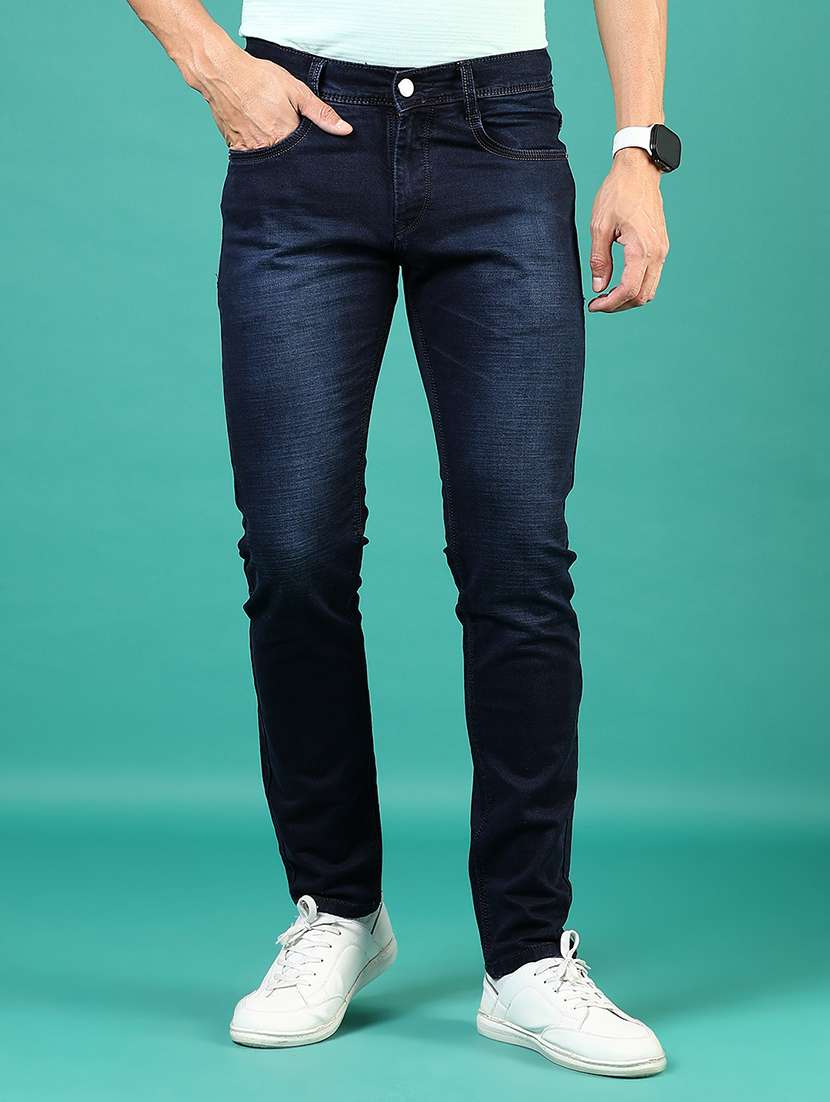 men solid mid rise slim fit jean