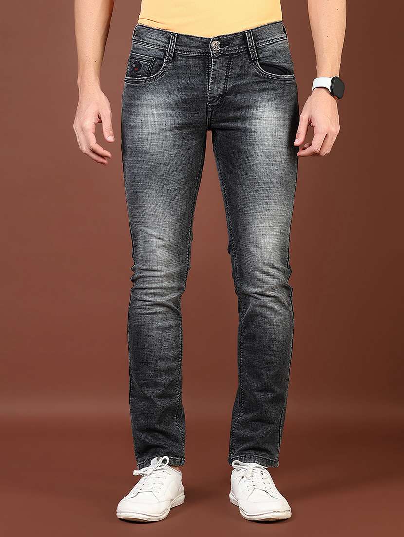 men washed mid rise slim fit jean