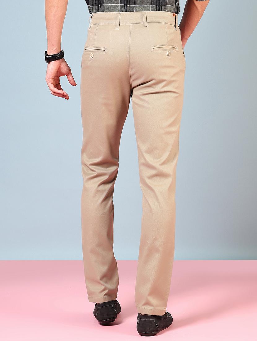 men solid md rise flat front casual chinos - 21872221 - Standard Image - 3