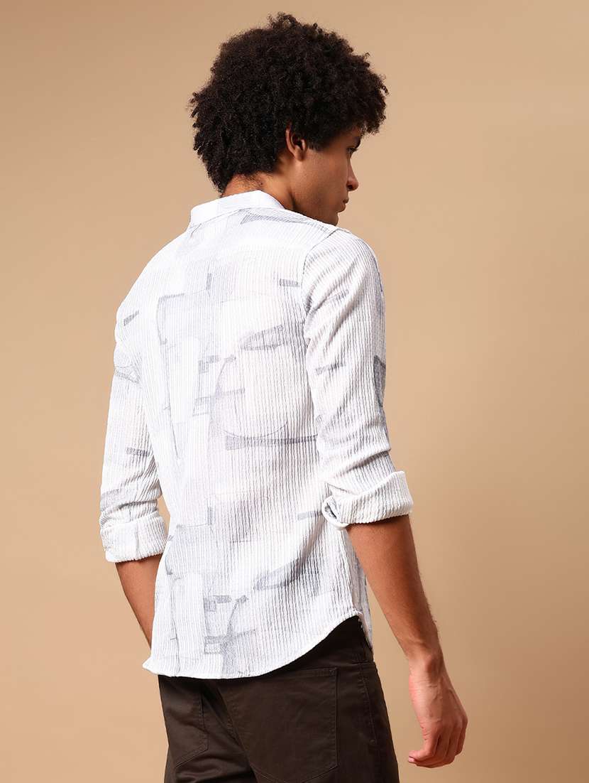 men printed long sleeve regular fit casual shirt - 21872257 -  Standard Image - 3