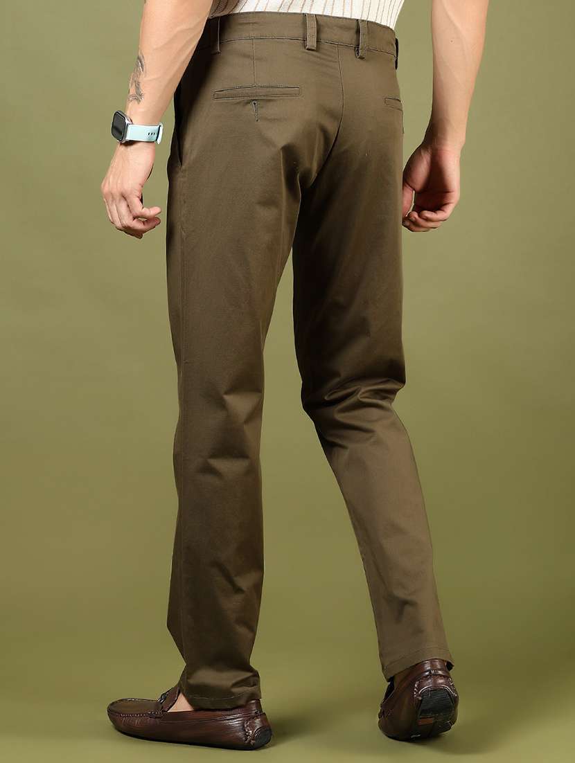men solid md rise flat front casual chinos  - 21872272 -  Standard Image - 3