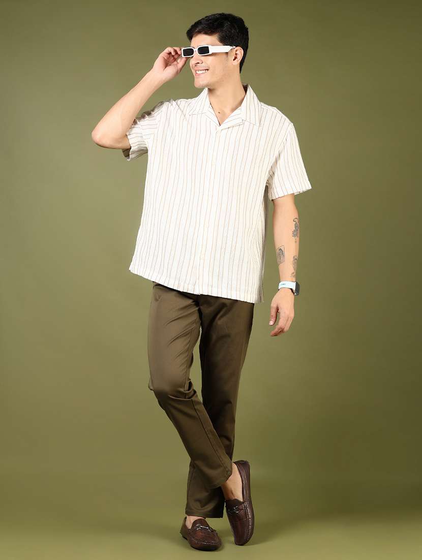 men solid md rise flat front casual chinos  - 21872272 -  Standard Image - 5