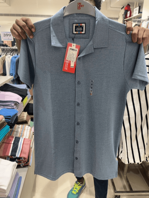 teal fancy fabric casual shirt - 21872319 - Zoom Image - 0