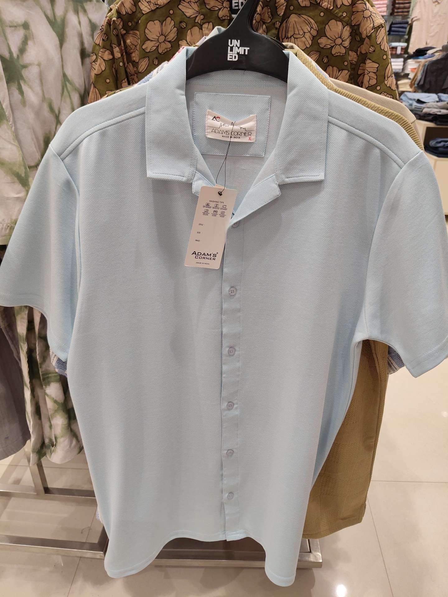 sky blue fancy fabric casual shirt - 21872323 - Zoom Image - 0