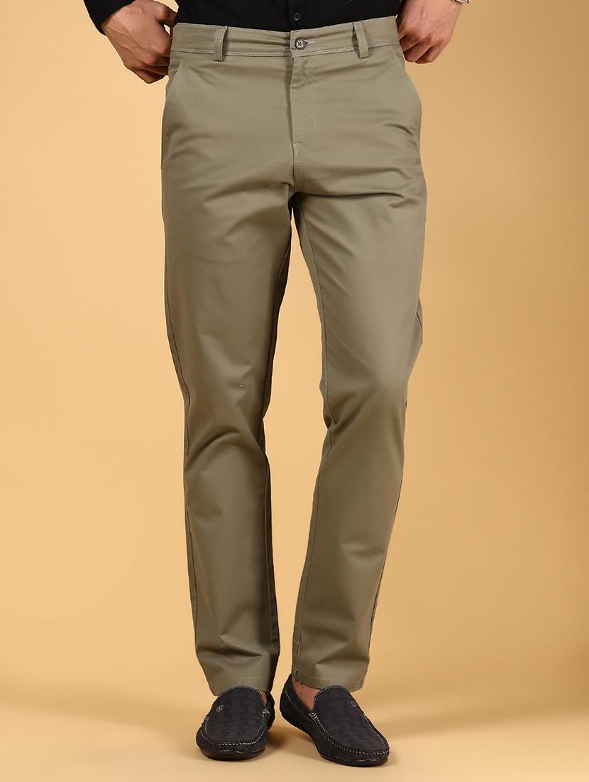men solid md rise flat front casual chinos  - 21872424 -  Zoom Image - 0