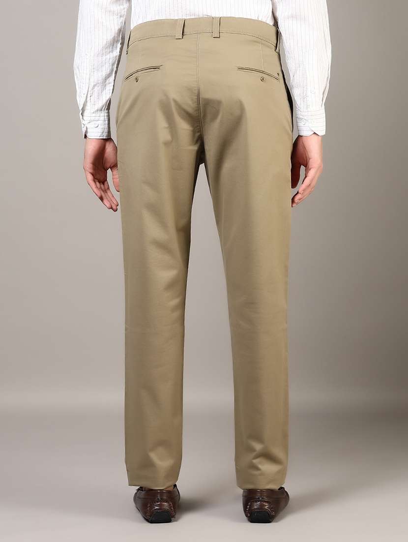 men solid md rise flat front casual chinos  - 21872426 -  Standard Image - 3