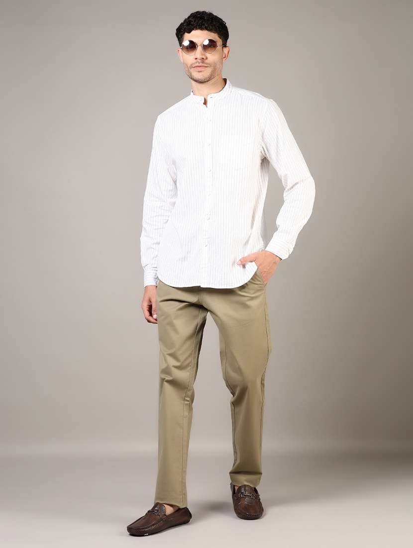 men solid md rise flat front casual chinos  - 21872426 -  Standard Image - 5