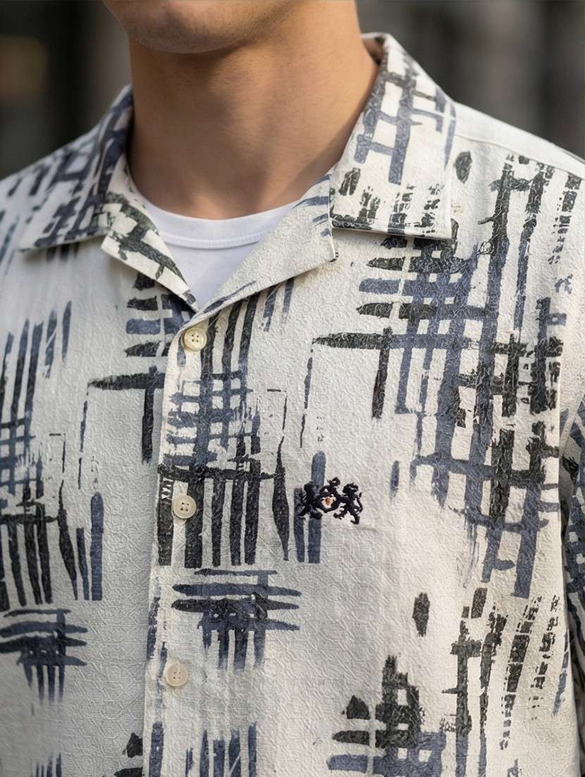 men printed short sleeve regular fit casual shirt - 21872434 -  Standard Image - 3