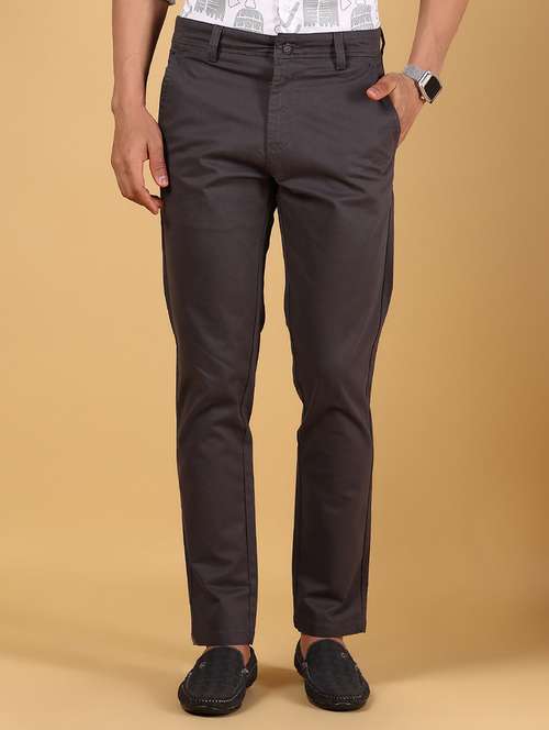 men solid md rise casual chinos  - 21872460 -  Standard Image - 0