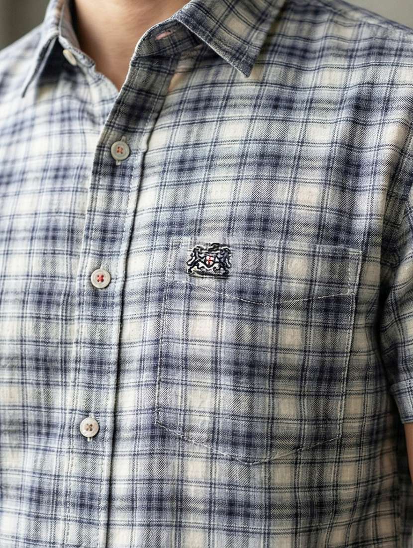 men checkered short sleeve regular fit casual shirt - 21872482 -  Standard Image - 3