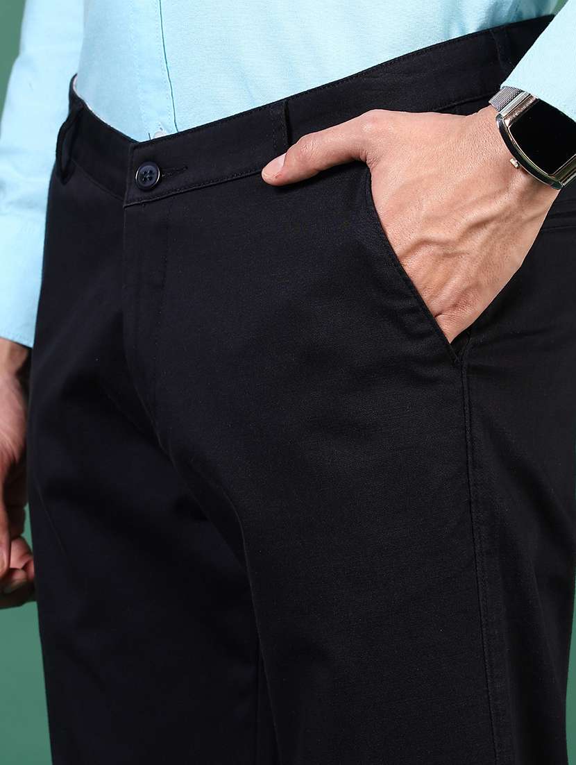 men solid mid rise casual chinos - 21872490 -  Standard Image - 5