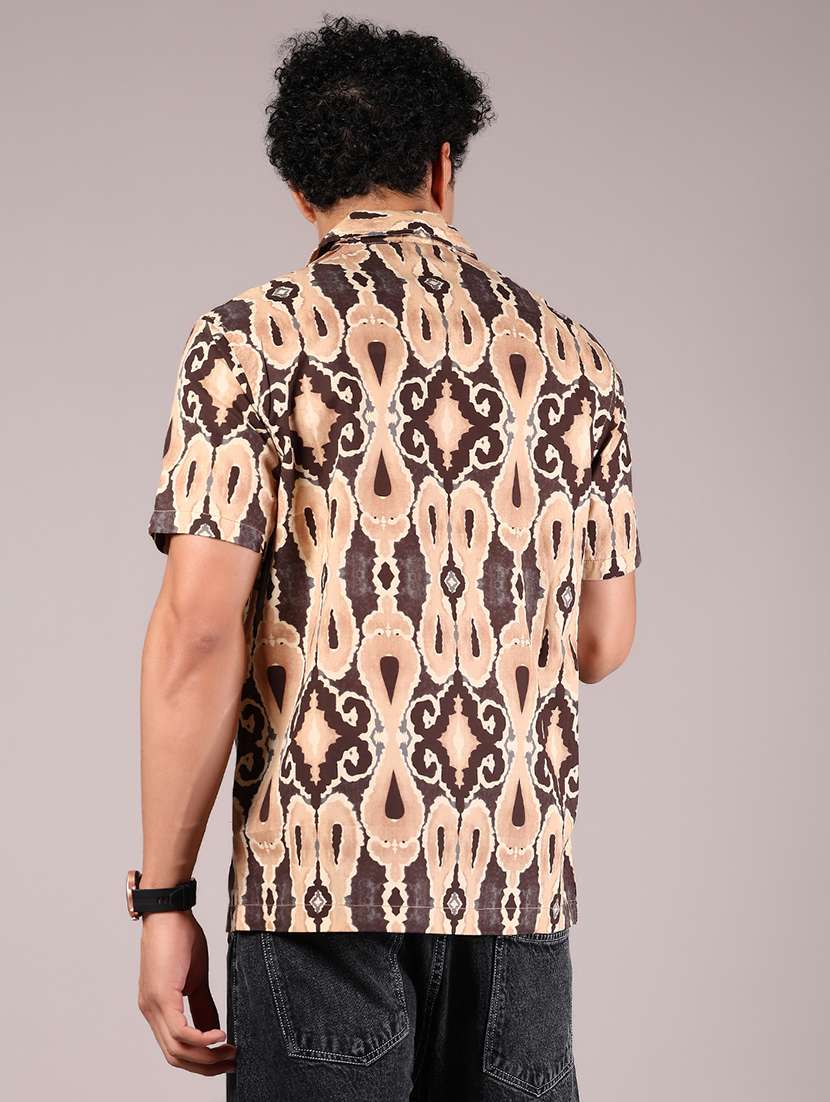 men printed cuban collaerd short sleeve casual shirt - 21872626 -  Standard Image - 3