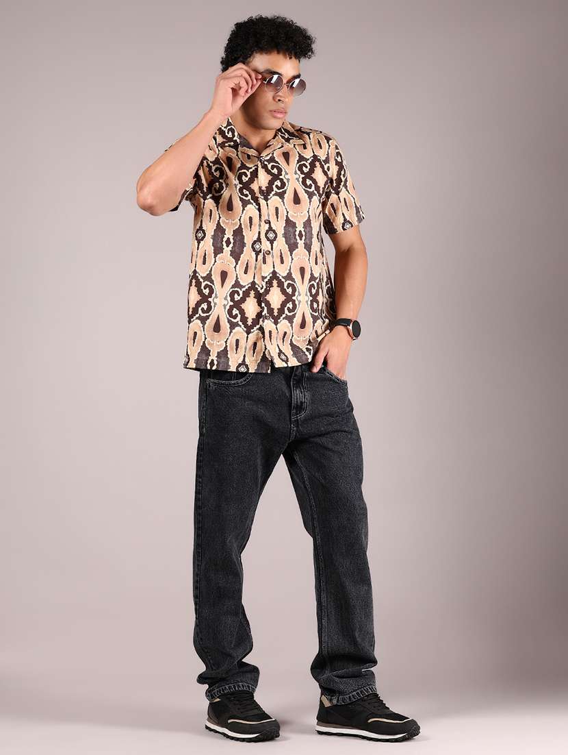 men printed cuban collaerd short sleeve casual shirt - 21872626 -  Standard Image - 5