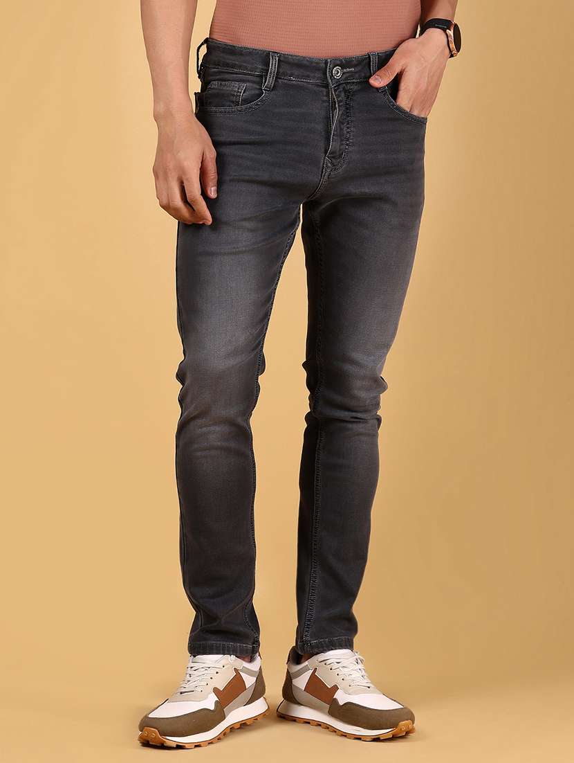 men solid mid rise slim fit jean