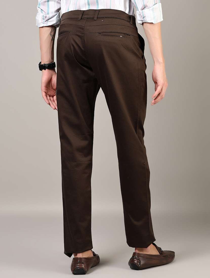 men solid md rise flat front casual chinos  - 21872654 -  Standard Image - 3