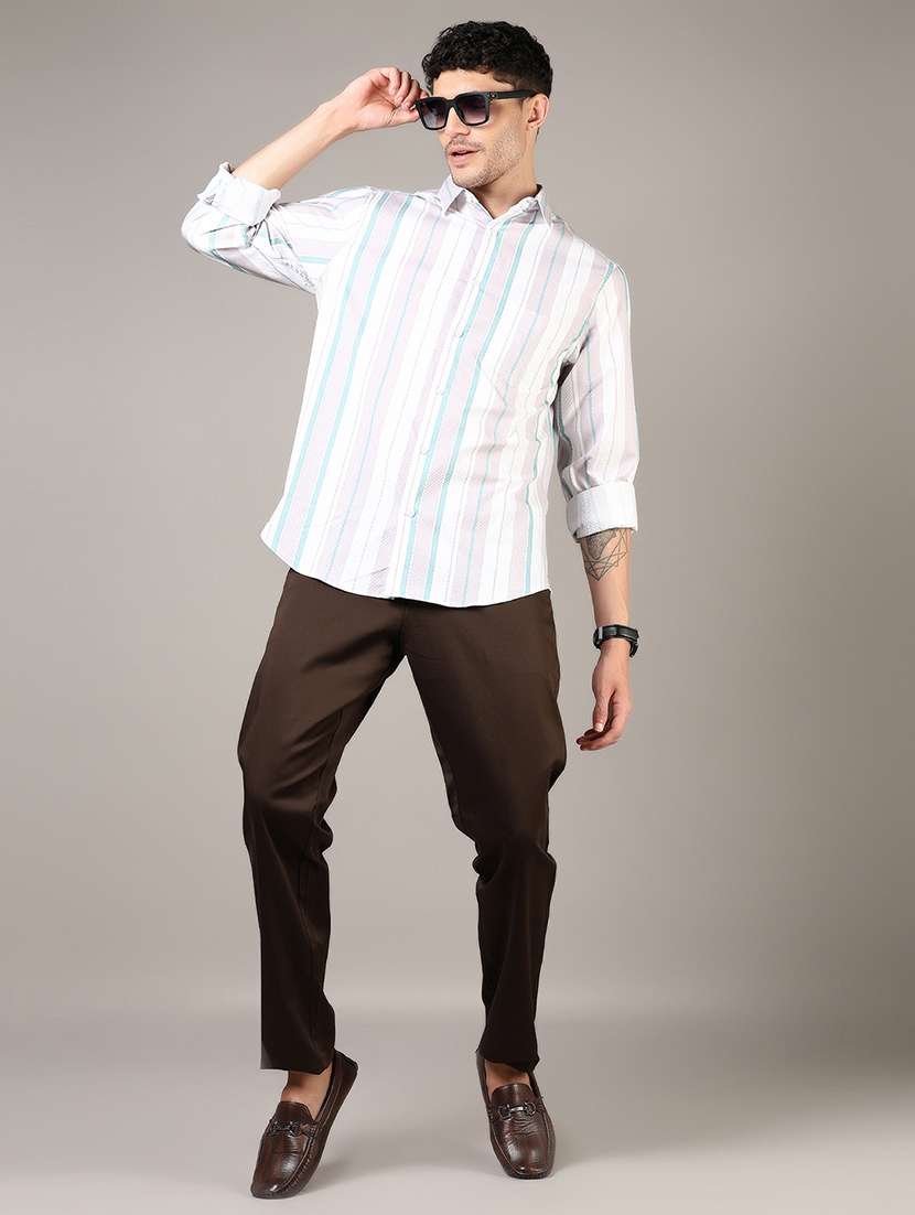 men solid md rise flat front casual chinos  - 21872654 -  Standard Image - 5