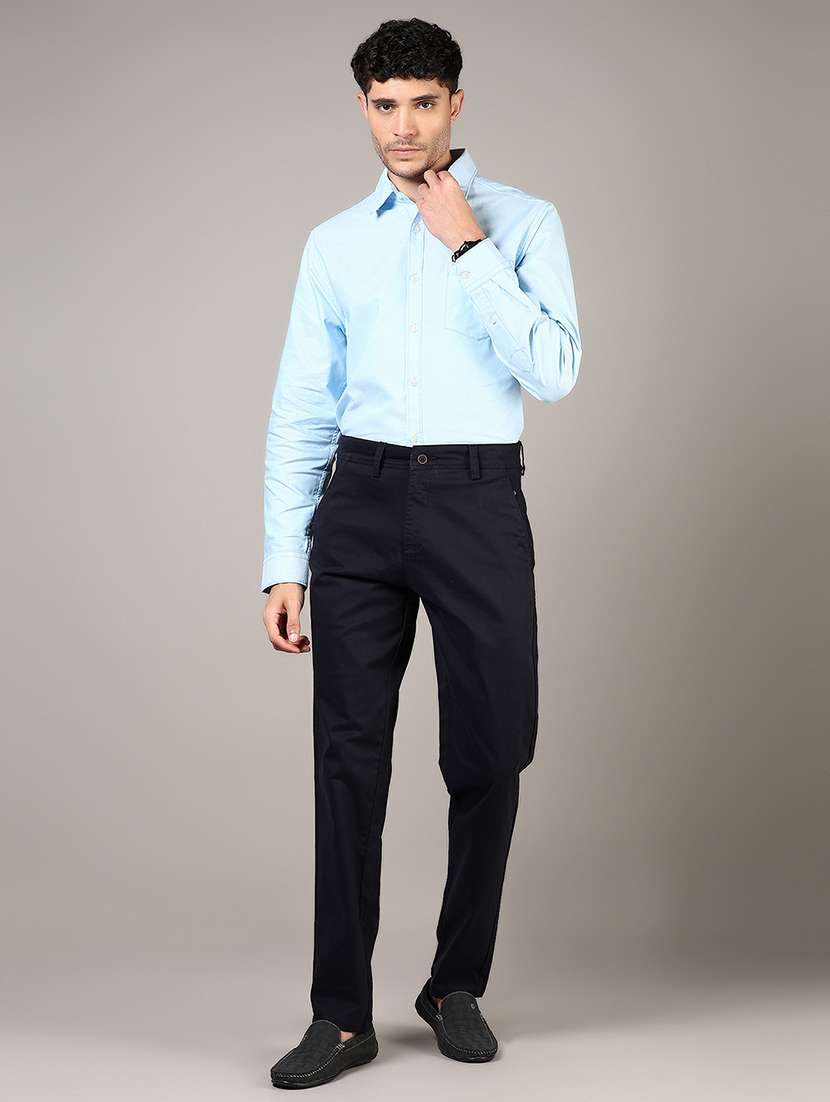 men solid md rise flat front casual chinos  - 21872659 -  Standard Image - 5