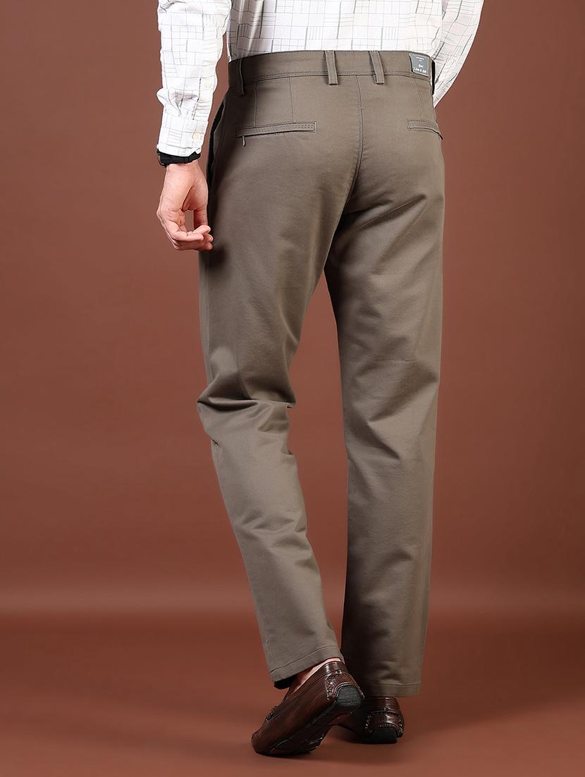 men solid md rise flat front casual chinos - 21872662 - Standard Image - 3
