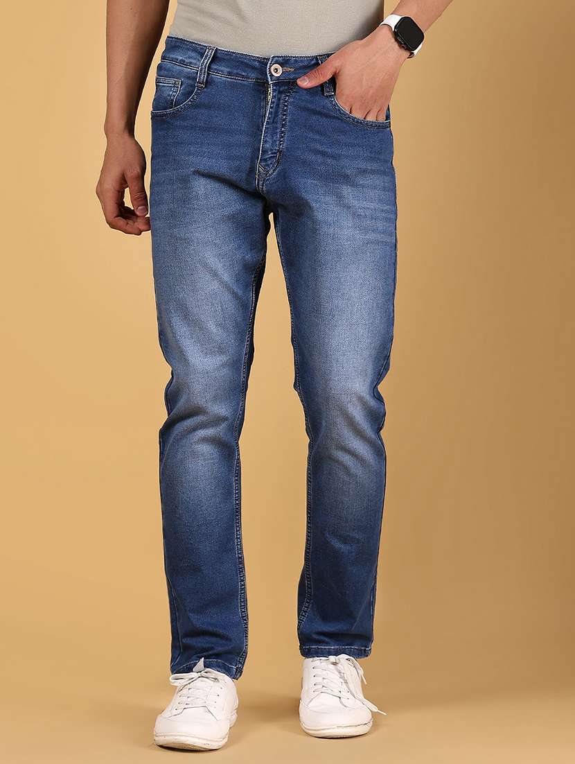 men solid mid rise slim fit jean