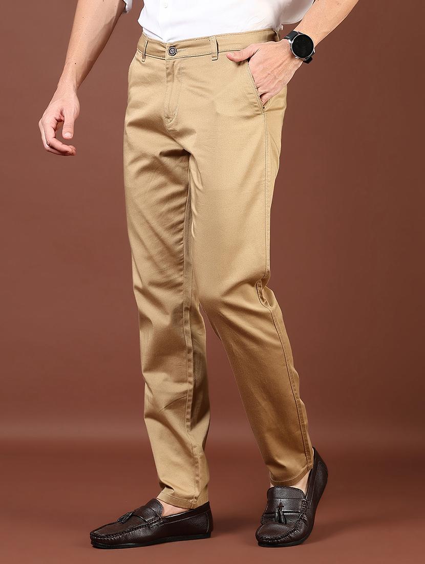 men solid md rise flat front casual chinos  - 21872677 -  Zoom Image - 0
