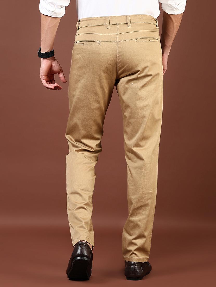 men solid md rise flat front casual chinos - 21872677 - Standard Image - 3