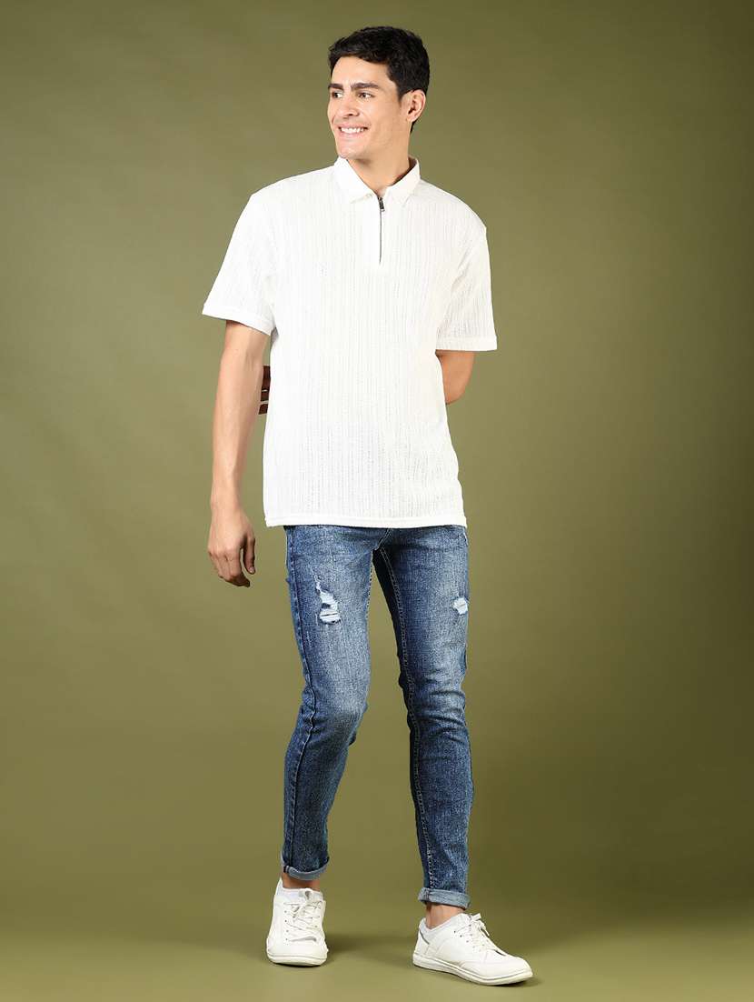 men's blue denim distressed slim fit jeans - 21872681 -  Standard Image - 5