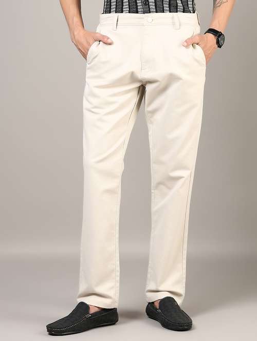 men solid mid rise flat front casual chinos - 21872715 - Standard Image - 0