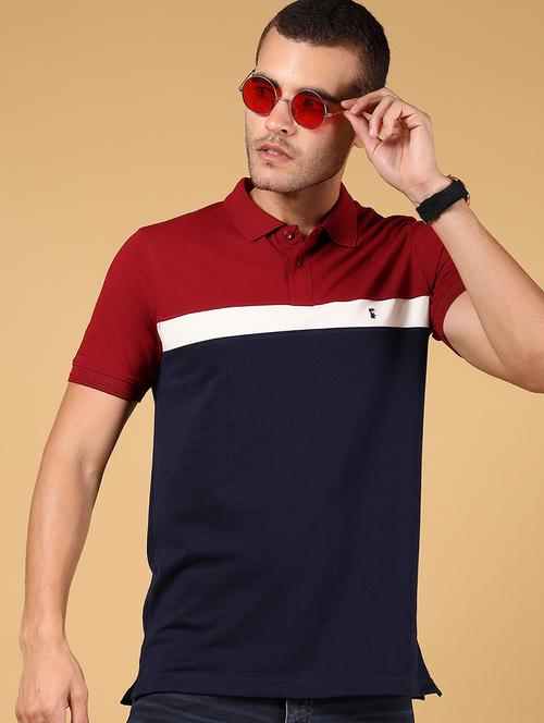men color block short sleeve regular fit polo t-shirt - 21872722 - Standard Image - 0