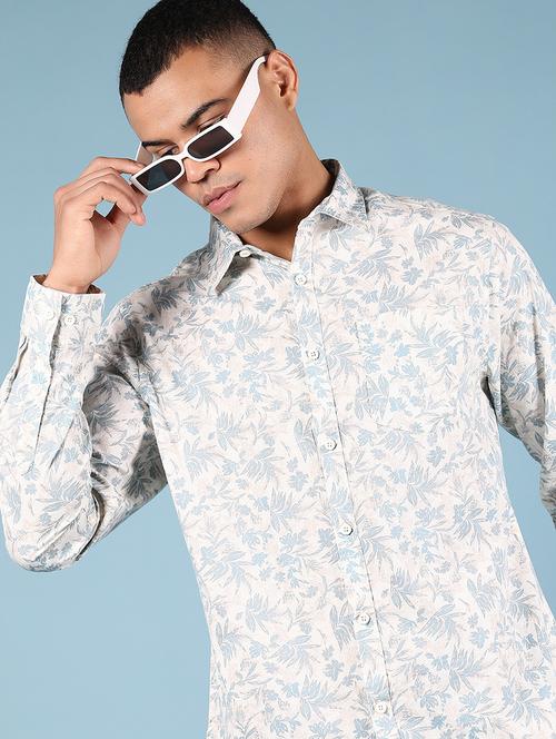men printed collared long sleeve shirt - 21872738 - Standard Image - 0