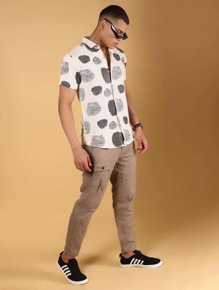 men printed short sleeve slim fit casual shirt - 21872740 -  Standard Image - 5